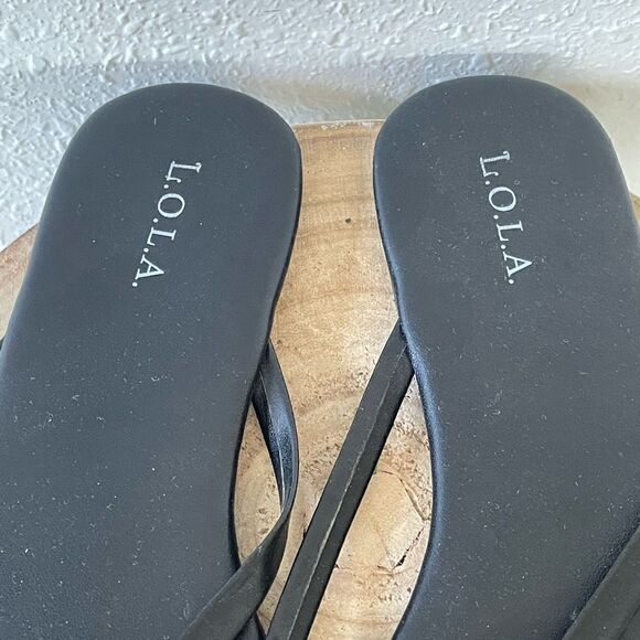 EUC L.O.L.A Womens Black and Gold Sandals Size 6 - Picture 5 of 5